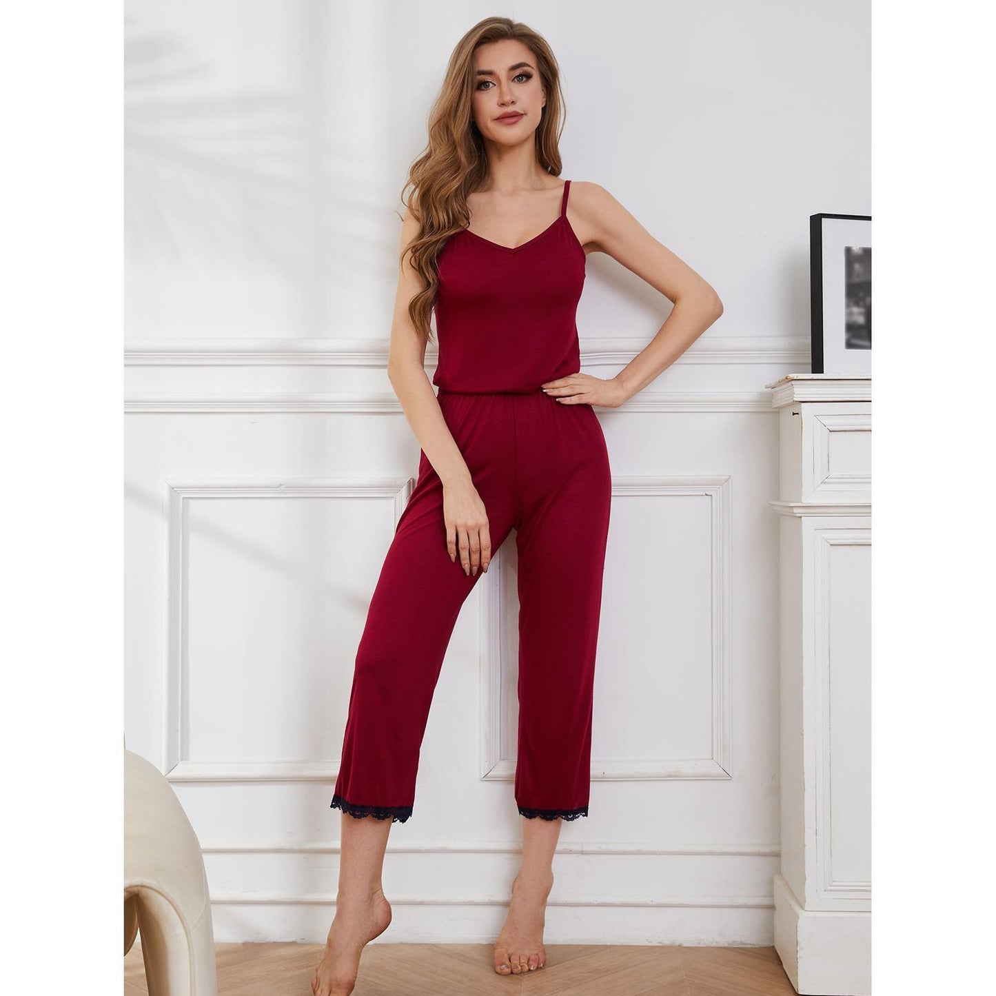 Lace Sexy Suspender Pajamas Two-Piece Set