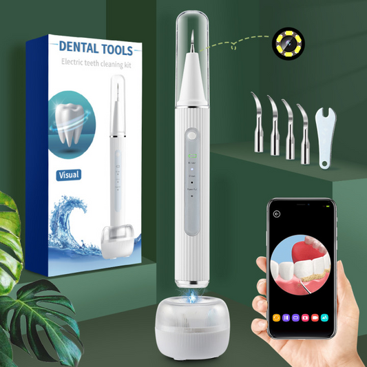 Sonic Electric Visual Dental Scaler - Plaque Remover for Teeth Remove Teeth Stain tarter Plaque Calculus-with Led 6 Adjustable Modes 3 Replaceable Clean Heads 99% Safe