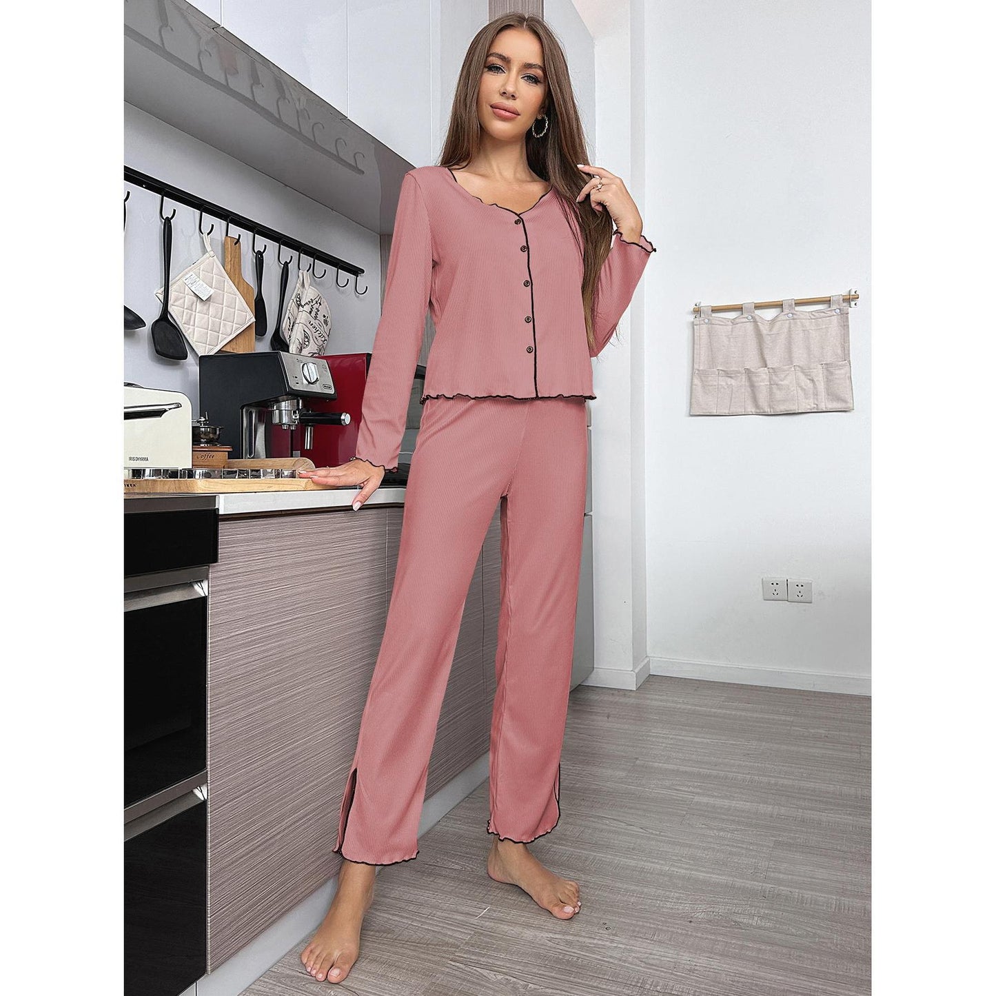 Winter Cardigan Long Sleeve Pants Pajamas Suit