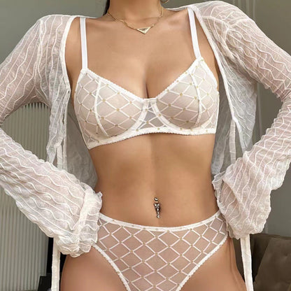 Ultra-Thin See-through Lace Sexy Steel Ring Push-up Underwear Set