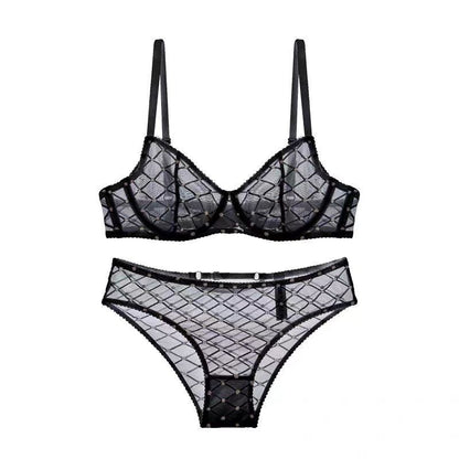 Ultra-Thin See-through Lace Sexy Steel Ring Push-up Underwear Set