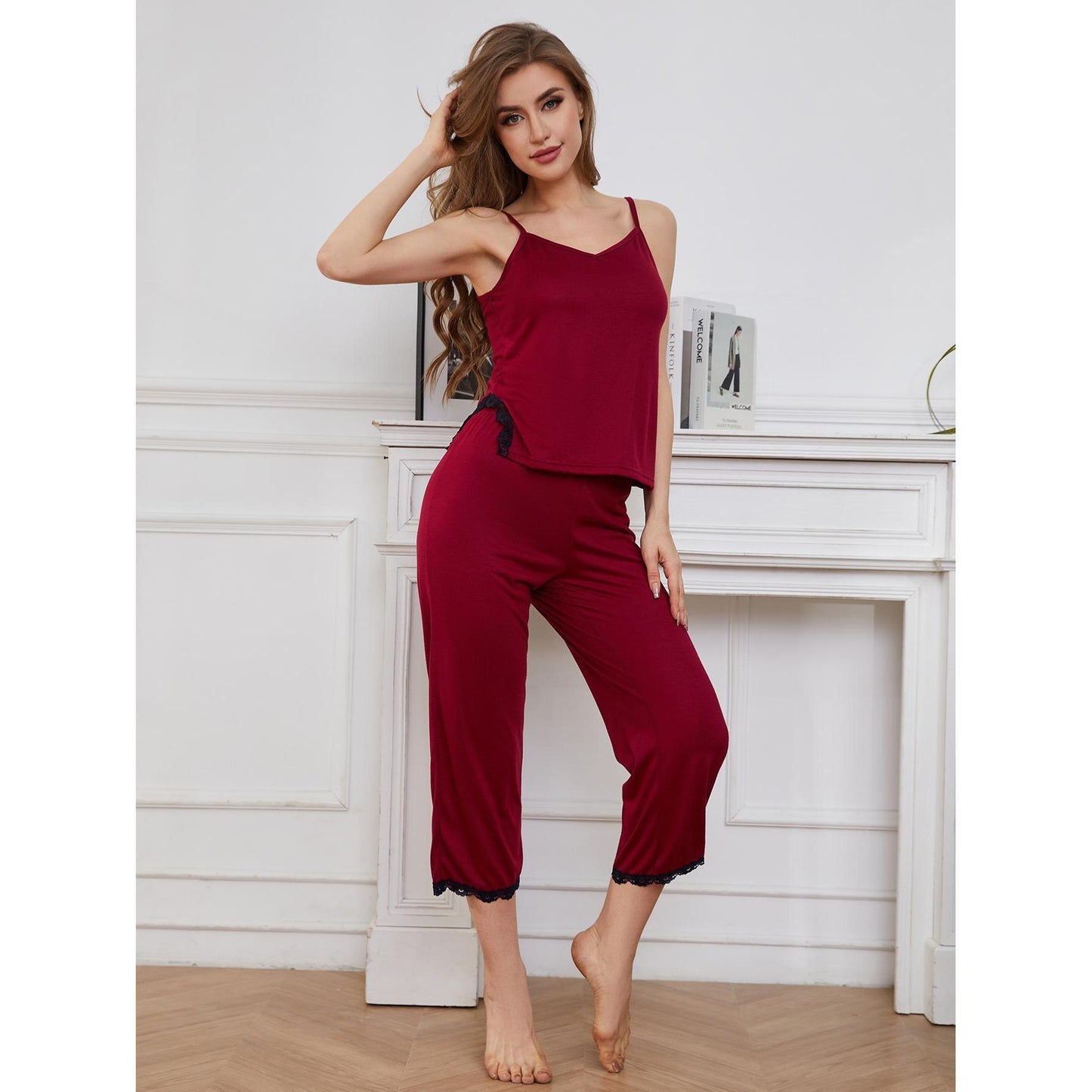 Lace Sexy Suspender Pajamas Two-Piece Set