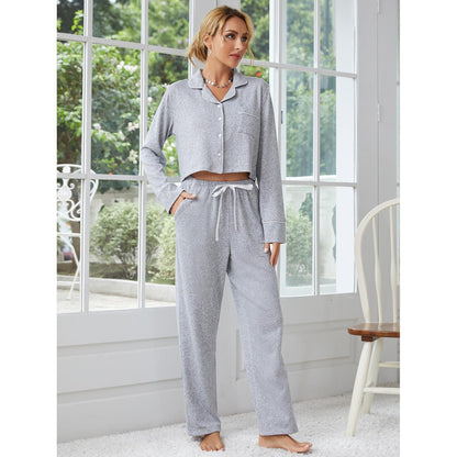 Thick Long Sleeve Cardigan Pajamas Suit