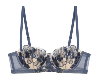 Thin sexy embroidery bra set