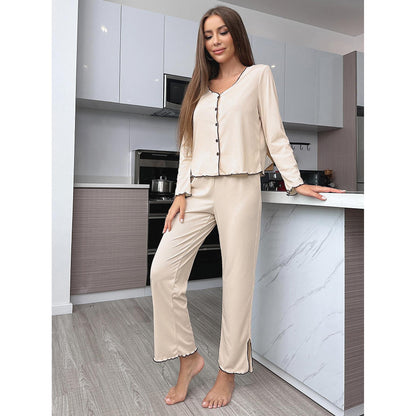 Winter Cardigan Long Sleeve Pants Pajamas Suit