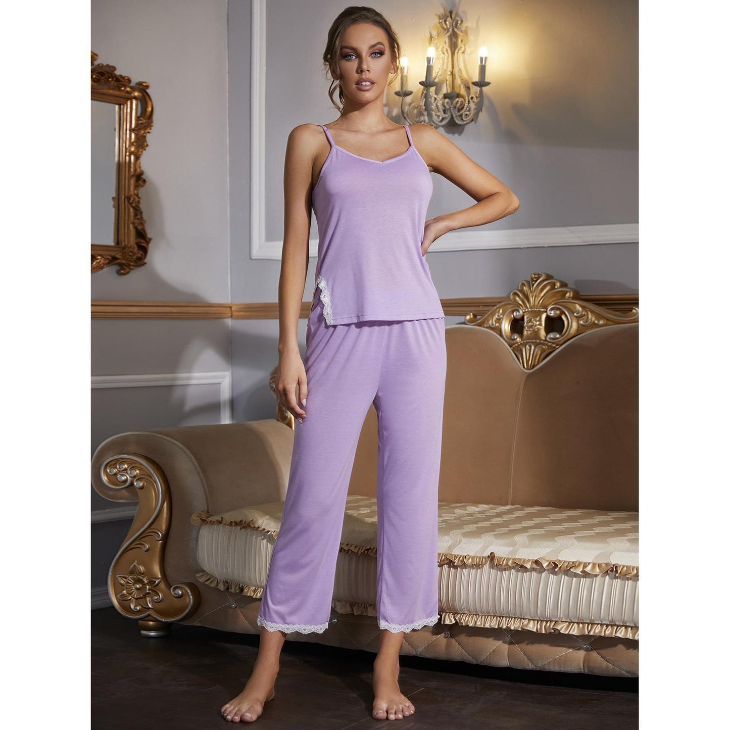 Lace Sexy Suspender Pajamas Two-Piece Set