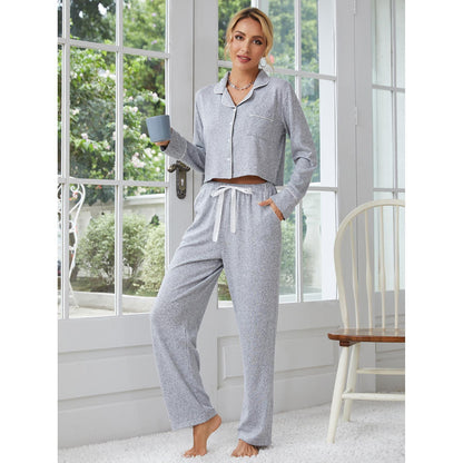 Thick Long Sleeve Cardigan Pajamas Suit