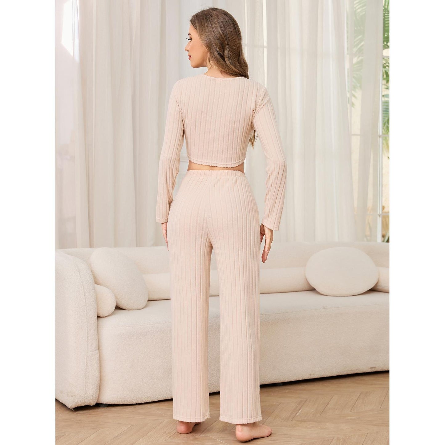 Leisure Sports Long Sleeve Trousers Two-Piece Pajamas