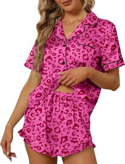 Satin Silk Pajamas  2 Piece V Neck LooseSet Silk Pjs