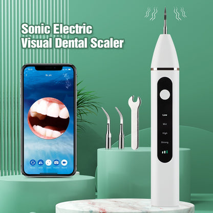 Sonic Electric Visual Dental Scaler - Plaque Remover for Teeth Remove Teeth Stain tarter Plaque Calculus-with Led 4 Adjustable Modes 3 Replaceable Clean Heads 99% Safe