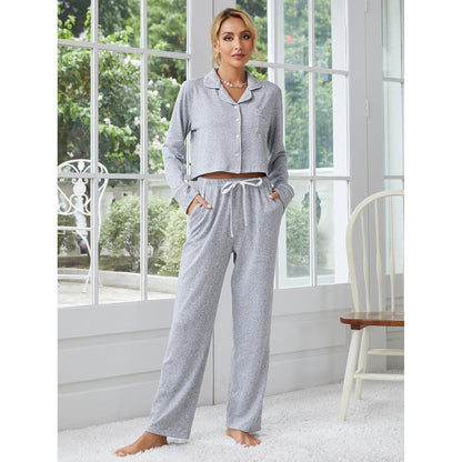 Thick Long Sleeve Cardigan Pajamas Suit